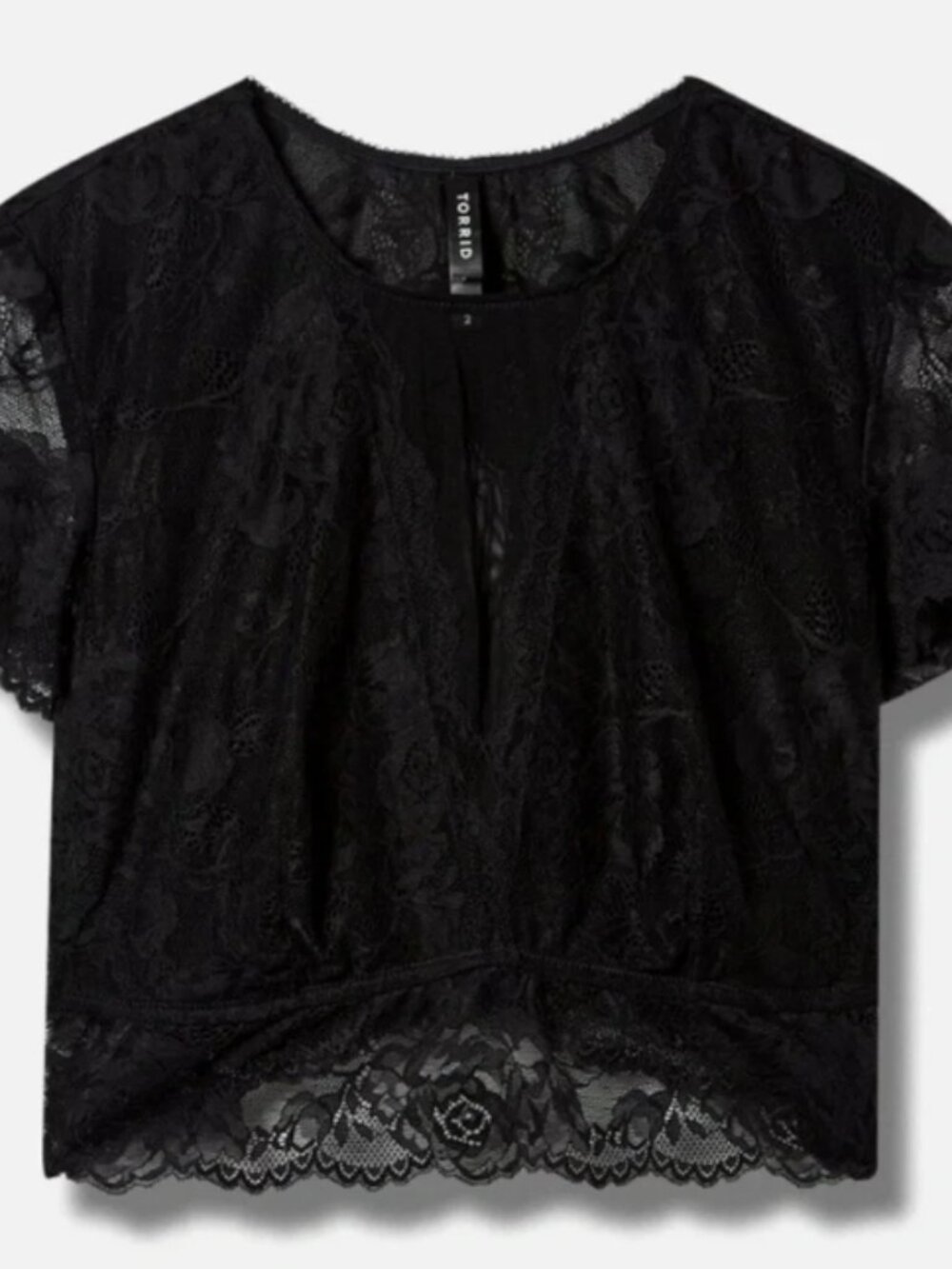 Torrid Curve Black Floral Lace Crop Top – Size 2